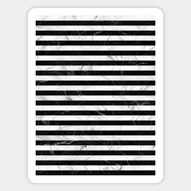 Marble Stripes Pattern - Black and White Magnet by ZoltanRatko